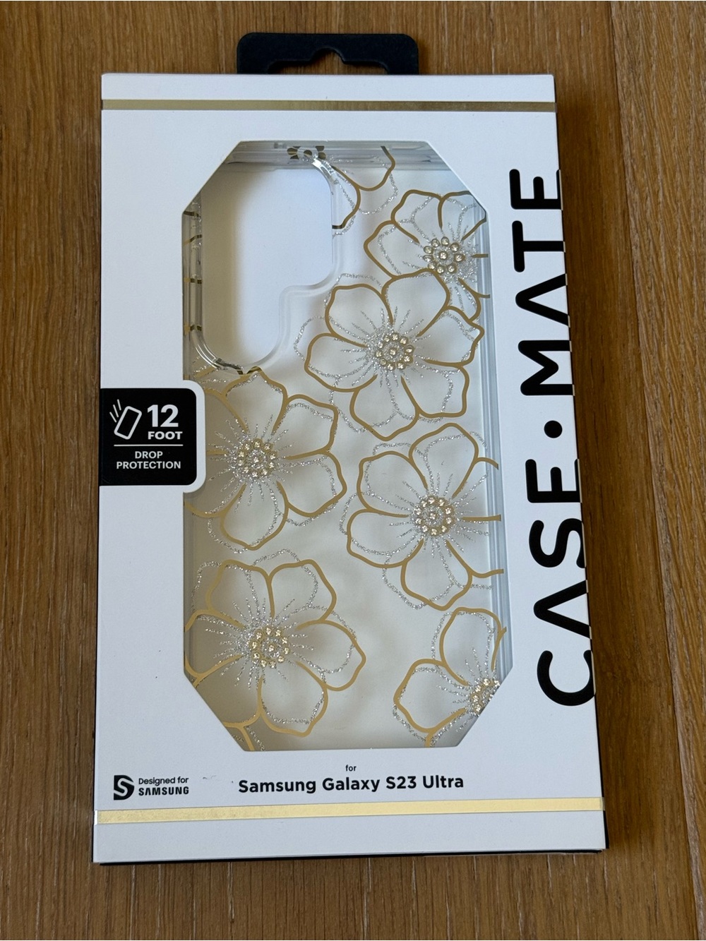 New CASE-MATE Samsung Galaxy S23 Ultra Floral Protective Case Gold Silver flower